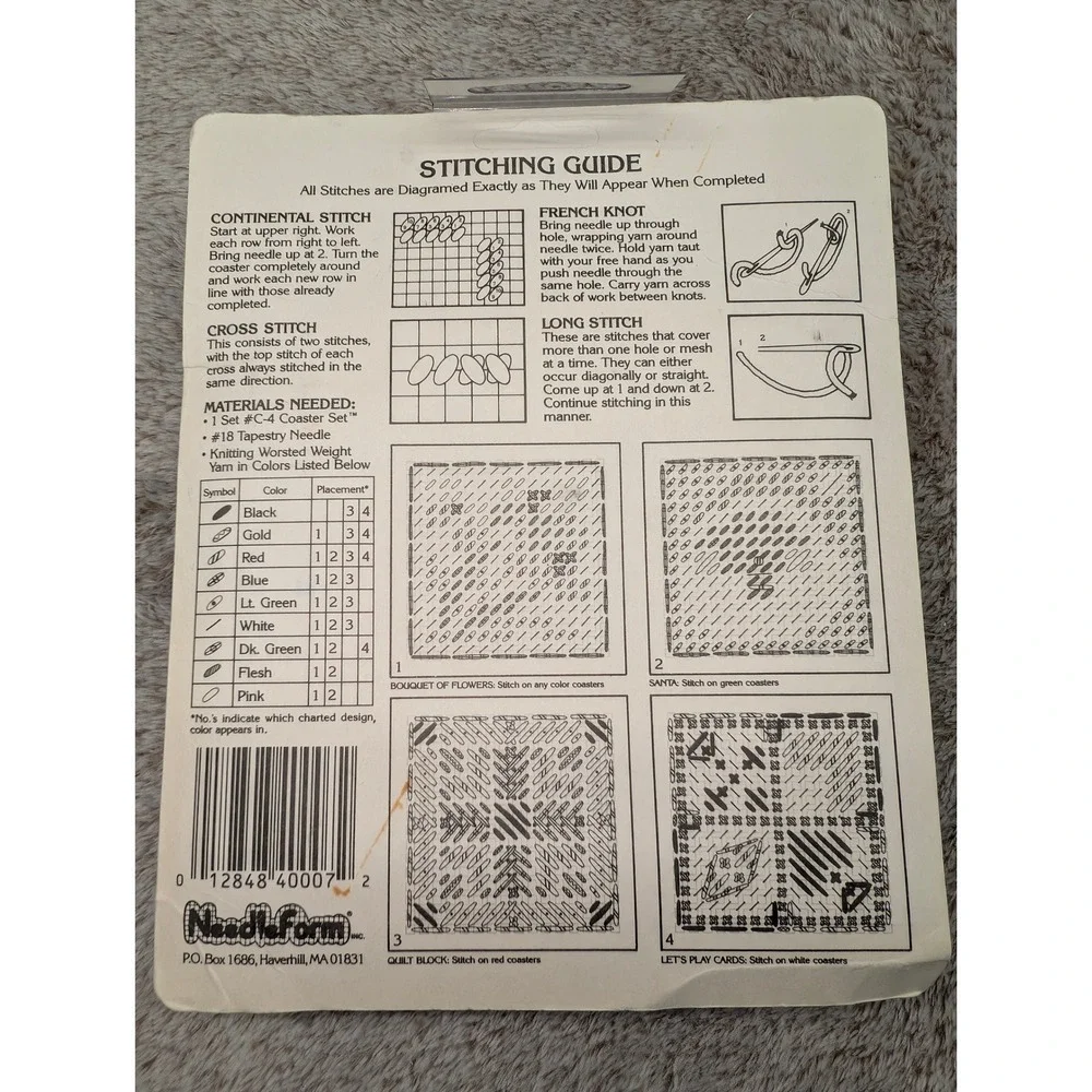 Vtg 1988 Needleform Plastic Canvas Coaster Set Kit DARK GREEN 7 Mesh C-4 USA